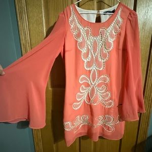 3/$25 - Peachy Pink Boho Bell Sleeve Dress